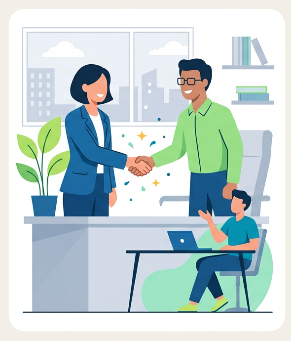 Job offer handshake